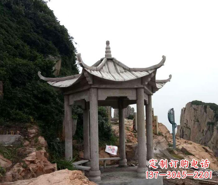 达州仿古六角凉亭石雕 (7)