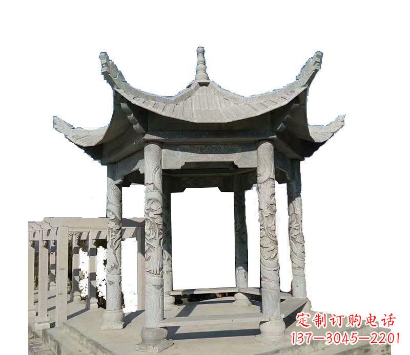 达州仿古六角凉亭石雕 (10)