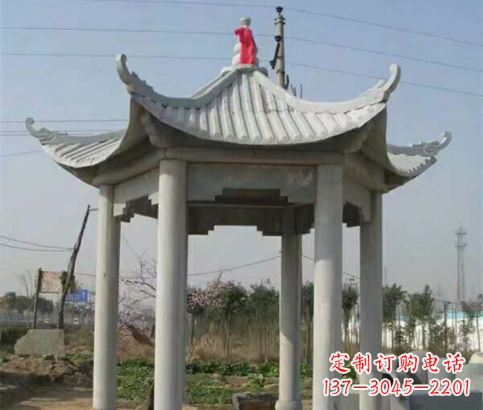 达州仿古六角凉亭石雕 (9)