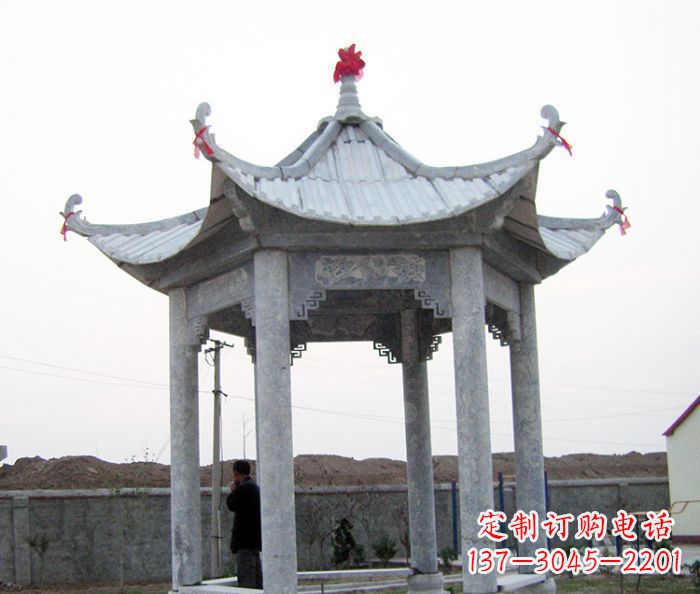 达州仿古六角石雕凉亭
