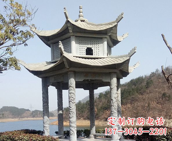 达州仿古六角双层凉亭石雕