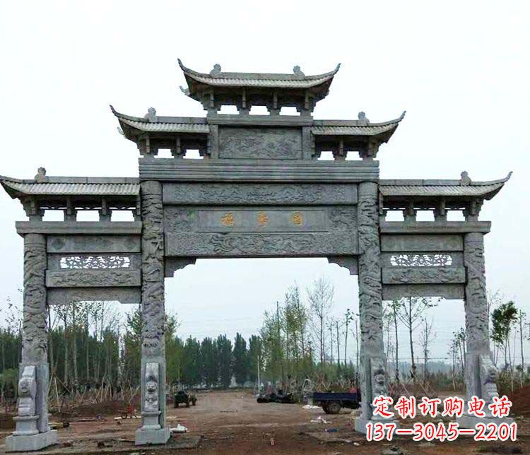 达州精美石雕牌坊雕塑