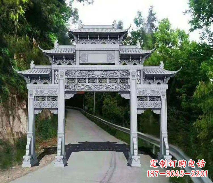 达州仿古三门牌坊石雕