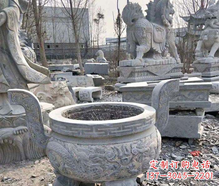 达州仿古三足香炉石雕_1