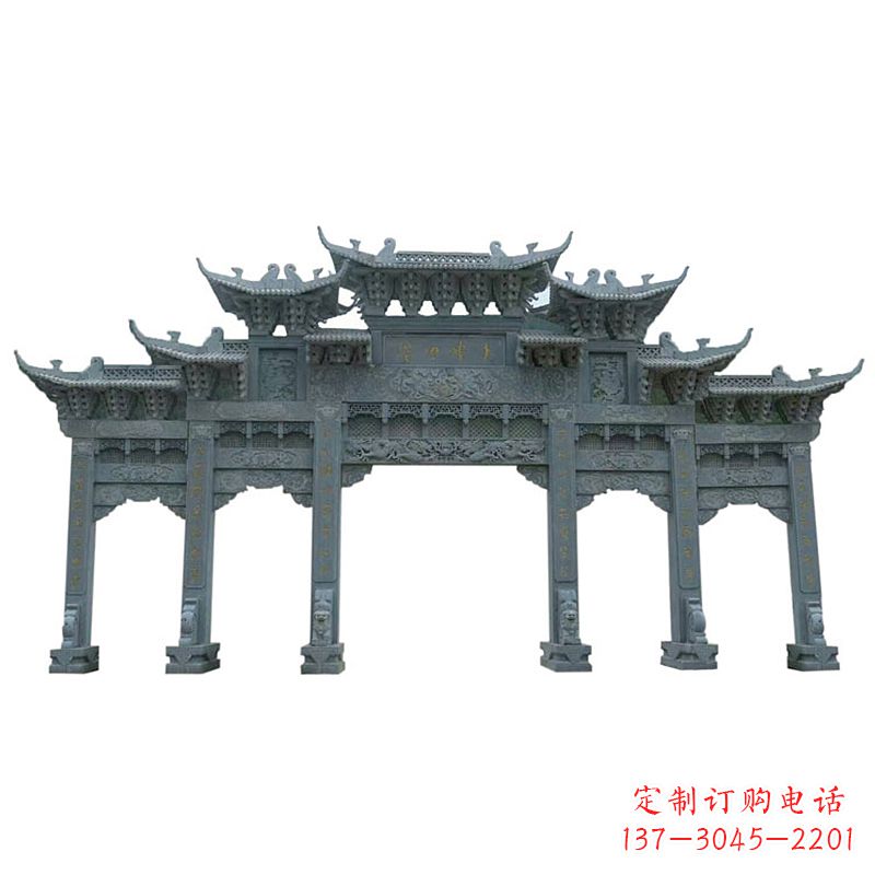 达州仿古石雕牌楼五门石牌坊