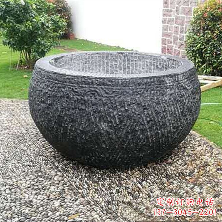 达州仿古石雕水缸,精雕细琢别具一格