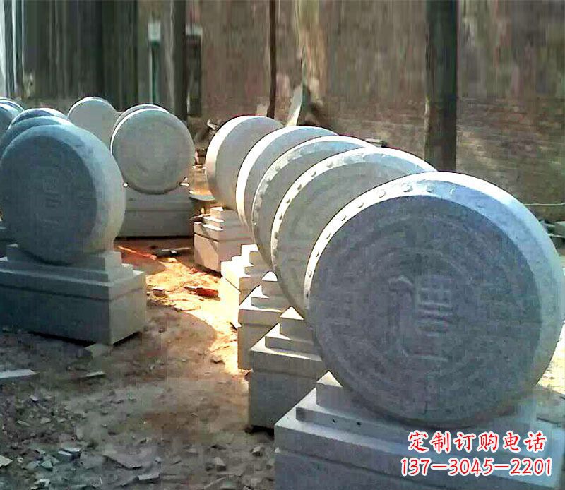 达州仿古石门墩招财抱鼓石雕