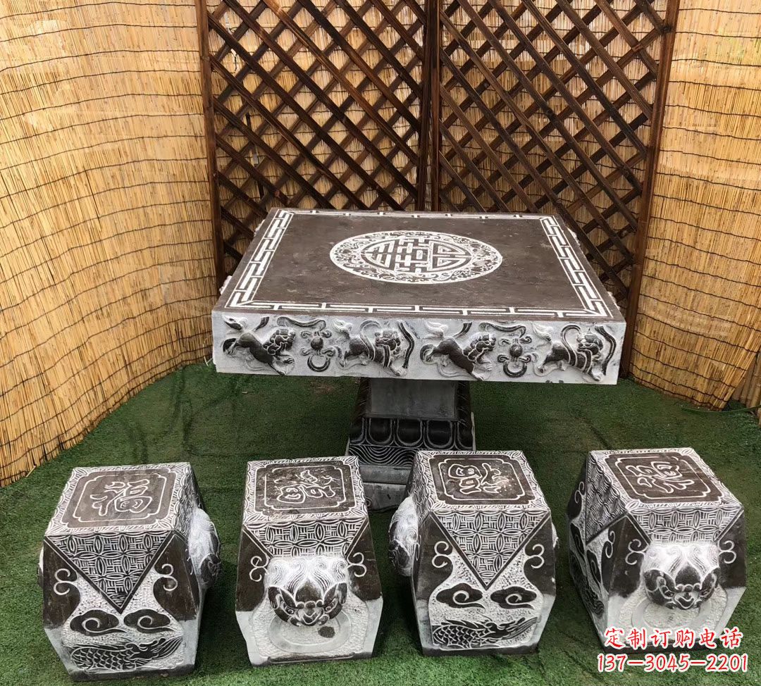 达州仿古石桌凳公园景观石雕