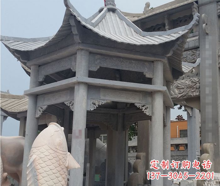 达州精美仿古双层石雕凉亭