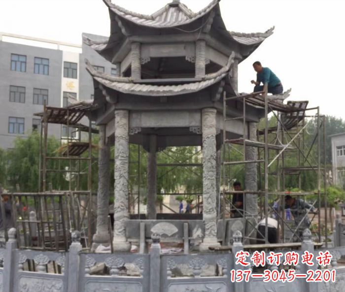 达州仿古双层石雕凉亭