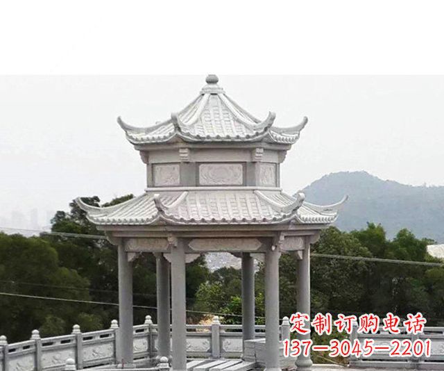 达州仿古双层石雕凉亭