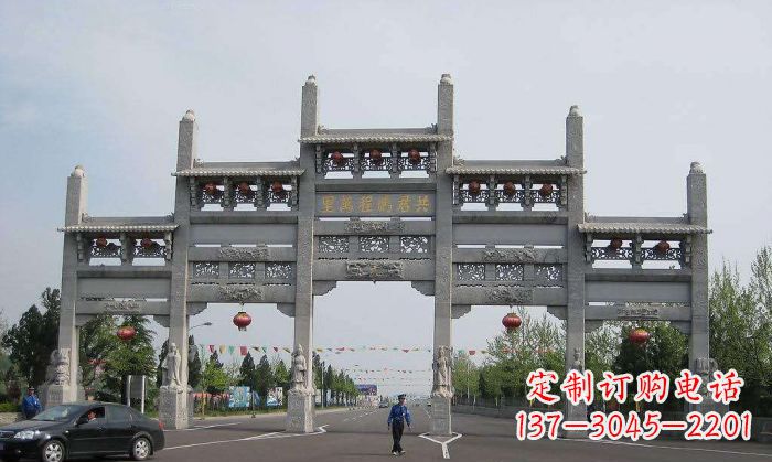 达州精美仿古石雕牌坊雕塑