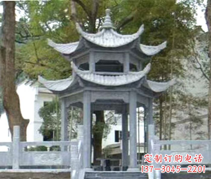达州仿古园林双层石雕凉亭