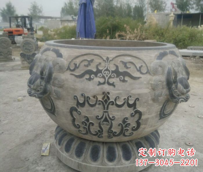 达州仿古圆形水缸石雕 (3)
