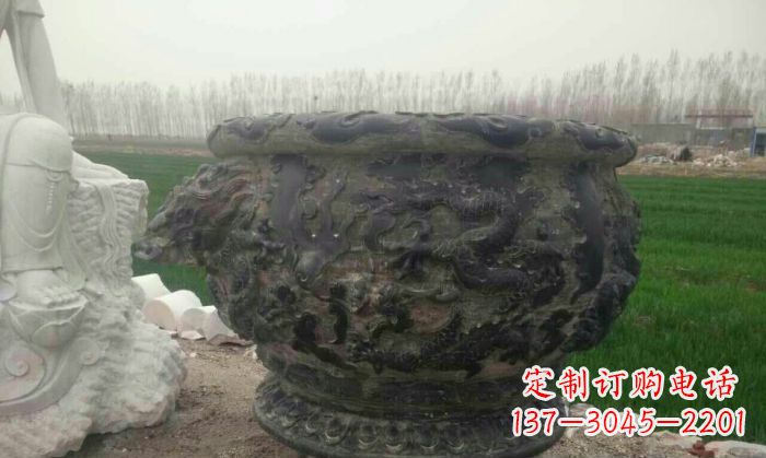 达州仿古圆形水缸石雕 (2)