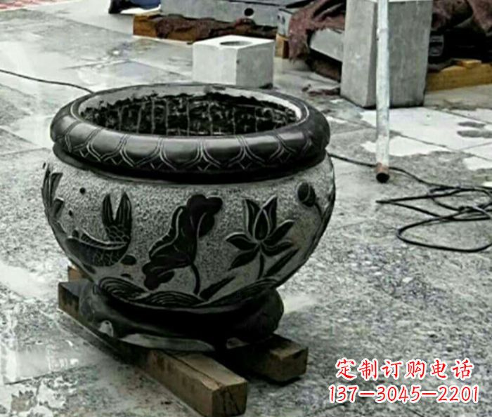 达州仿古招财水缸石雕 (2)