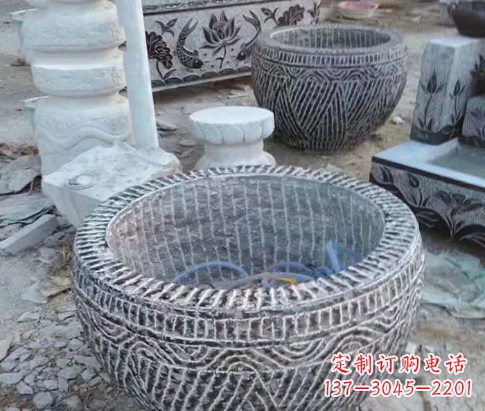 达州仿古招财水缸石雕