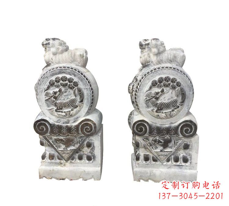 达州仿古雕塑狮子抱鼓石