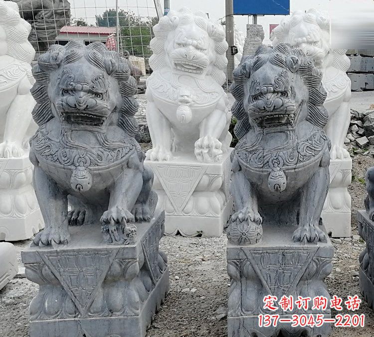 达州仿古青石狮子塑像