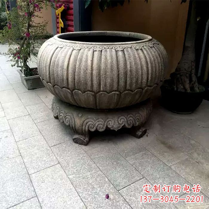 达州精美仿古石雕花盆雕塑