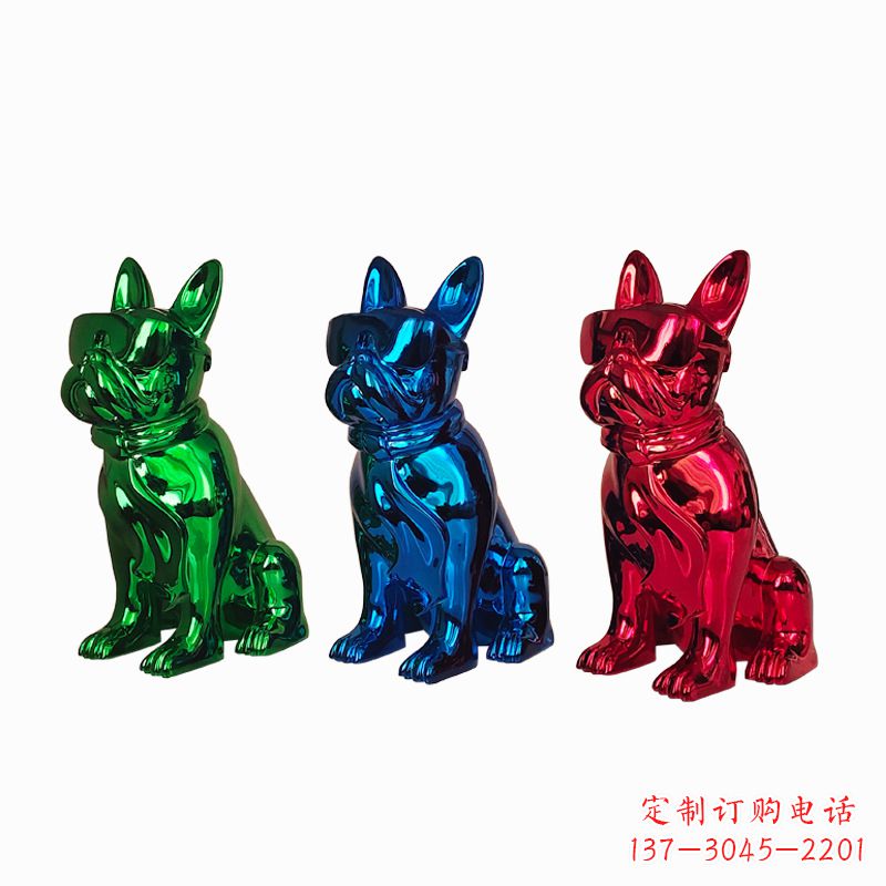 达州仿琉璃斗牛犬生肖狗雕塑