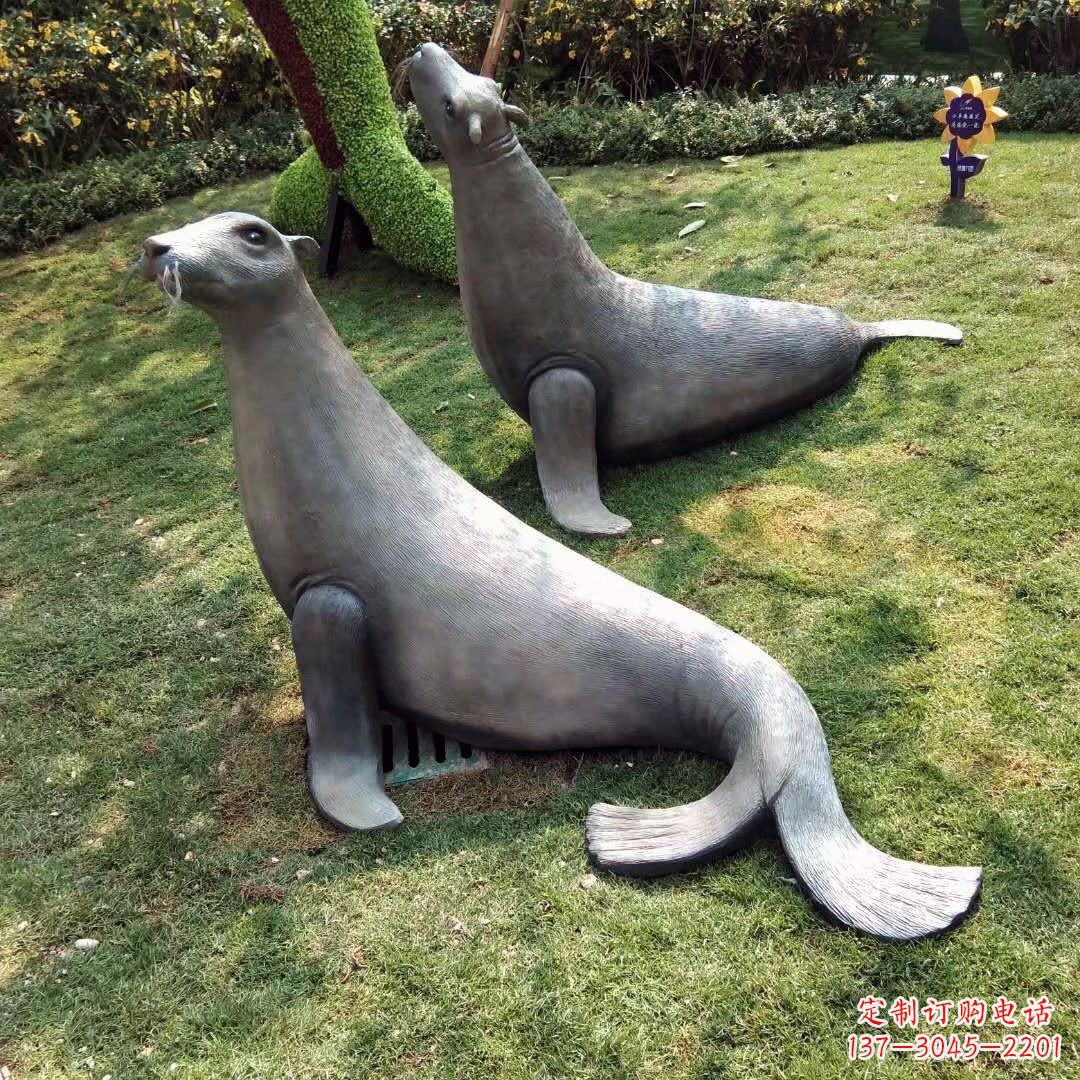 达州精美玻璃钢海豹雕塑