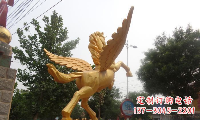 达州飞马广场景观动物铜雕