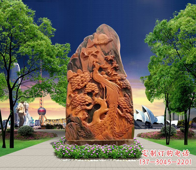 达州凤凰石雕公园动物摆件