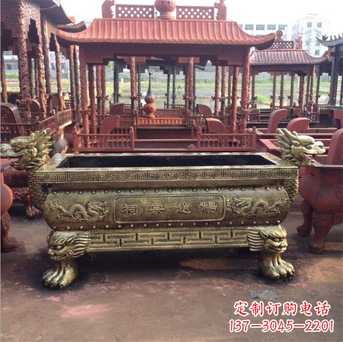 达州精美麒麟雕塑——浮雕铜香炉