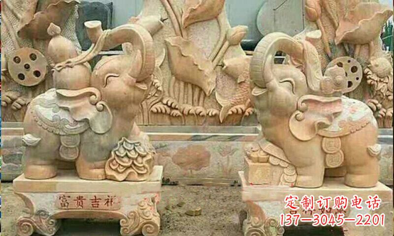 达州富贵吉祥大象石雕