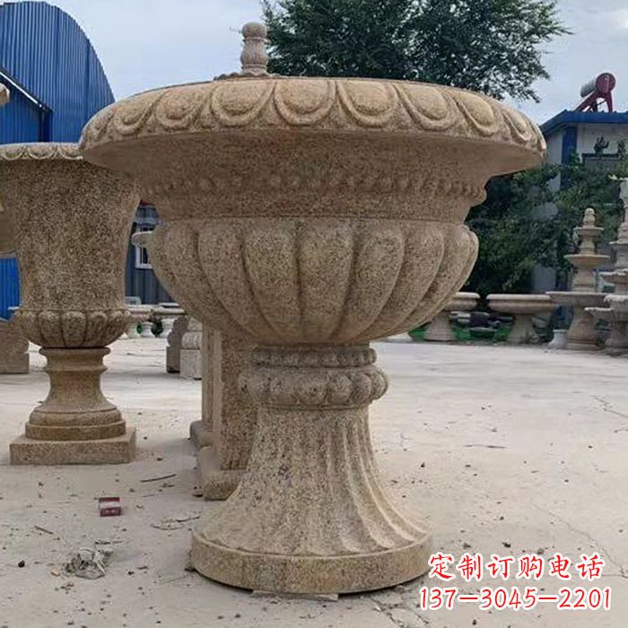 达州优雅高墩欧式石雕花盆