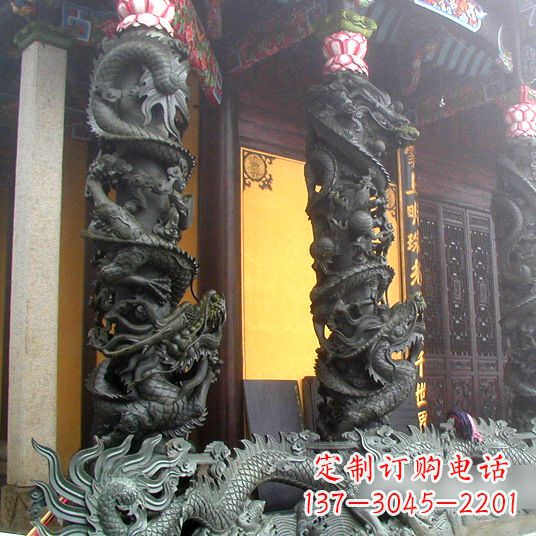 达州高浮雕龙柱铜雕塑