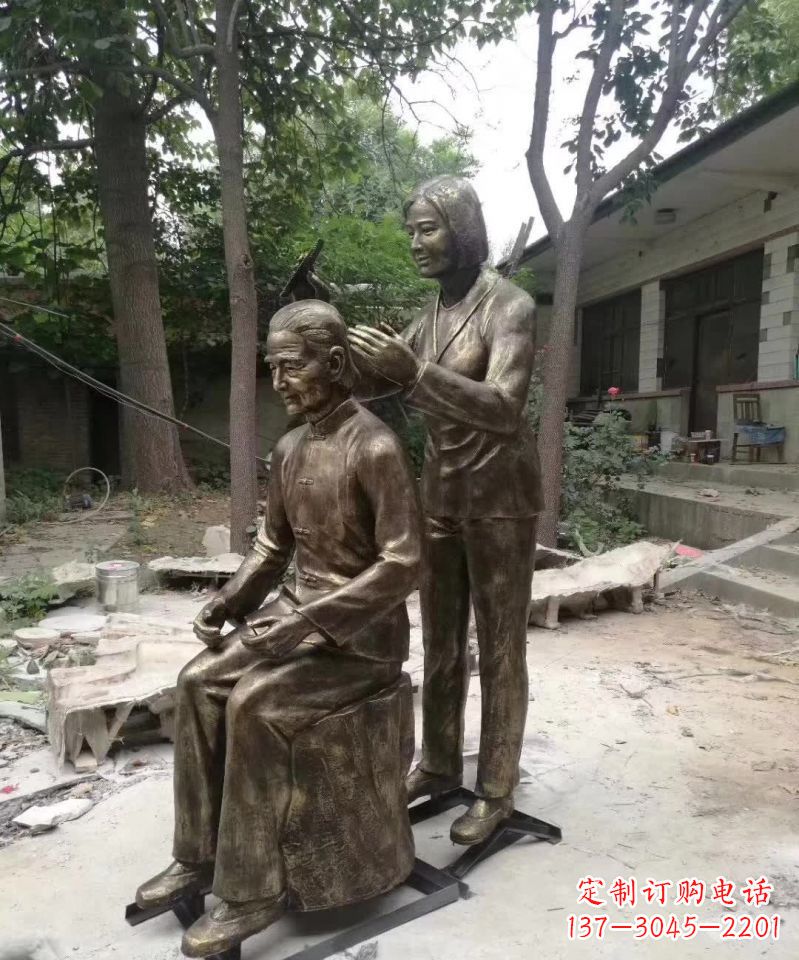 达州产品名称纪念母亲的梳头人物铜雕