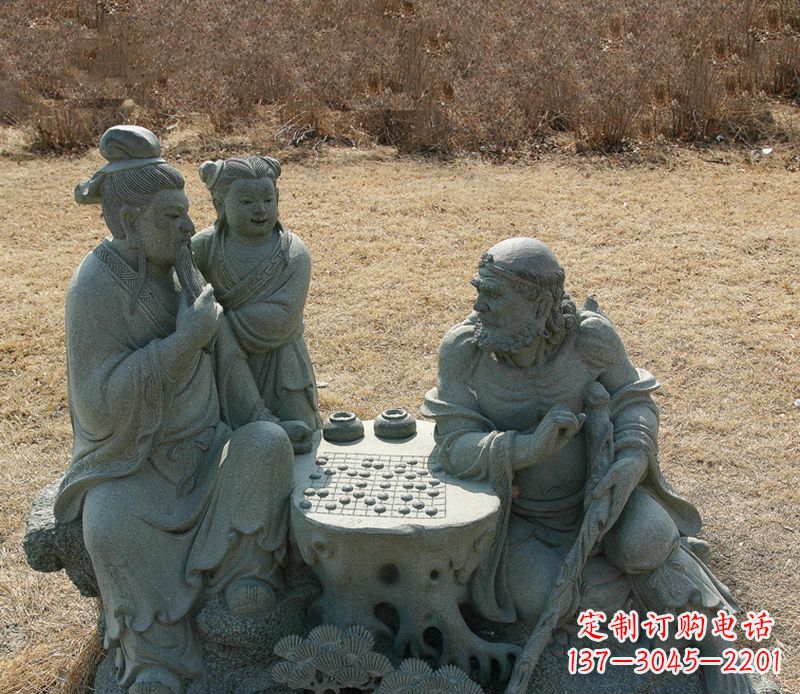 达州八仙下棋铜雕塑