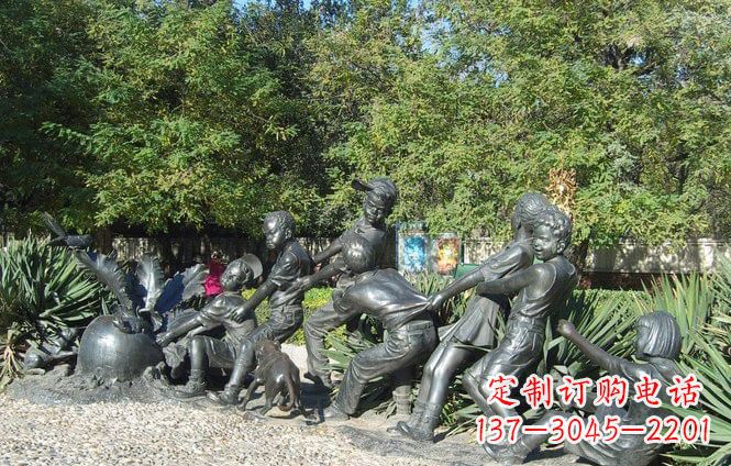 达州铜雕萝卜儿童拔萝卜雕塑