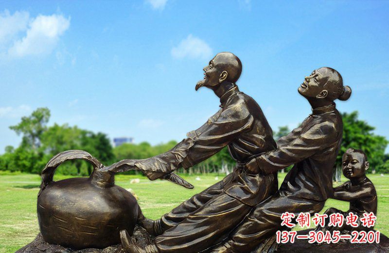 达州和谐之美,铜雕萝卜雕塑