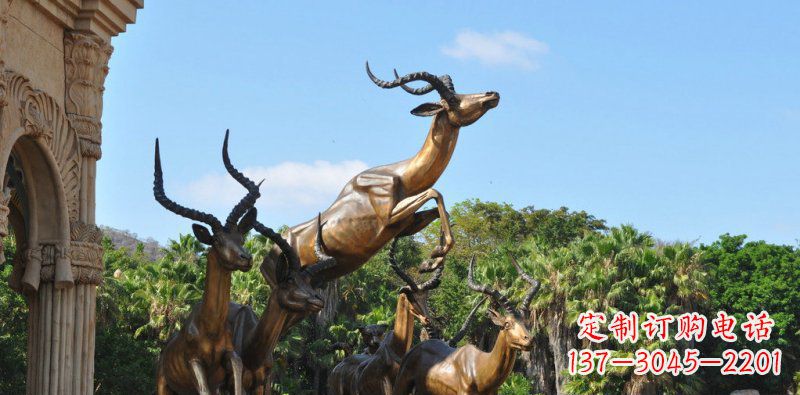 达州公园奔跑羚羊动物铜雕