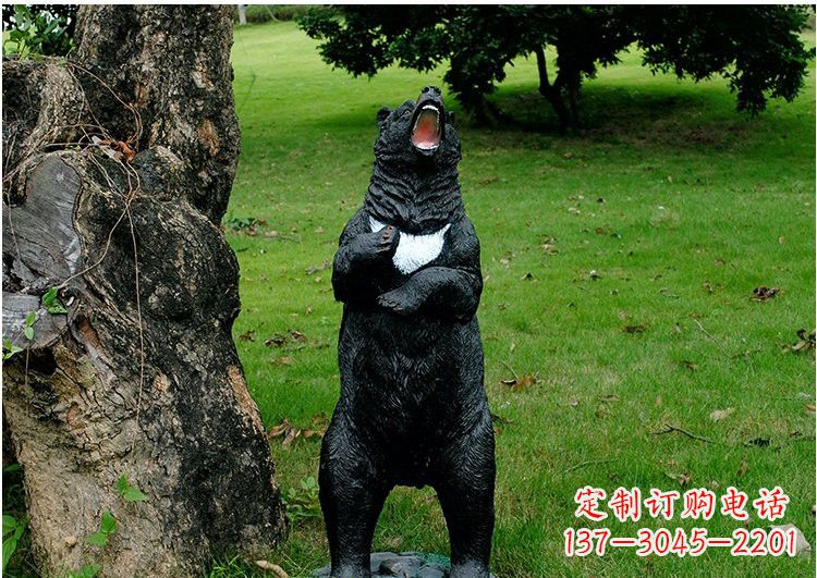 达州公园风情玻璃钢仿真黑熊雕塑