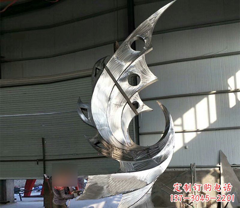 达州公园不锈钢抽象凤凰景观雕塑 (3)