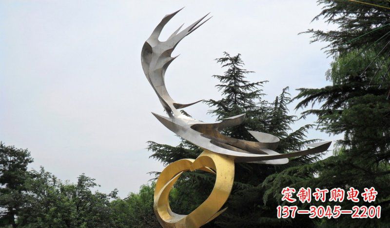 达州精美雕刻石膏抽象凤凰雕塑