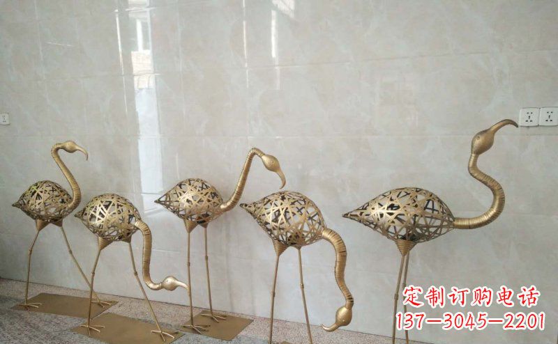 达州不锈钢抽象火烈鸟动物雕塑