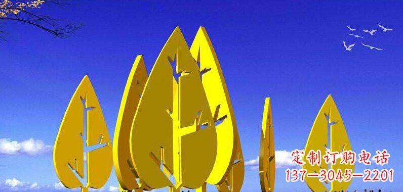 达州抽象不锈钢树叶雕塑