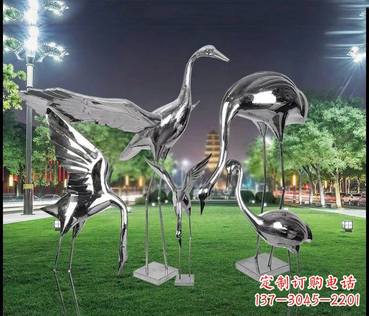 达州大型不锈钢仙鹤雕塑