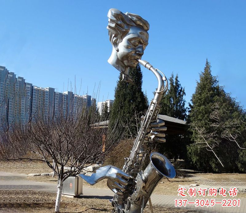 达州纪念性不锈钢萨克斯头像雕塑