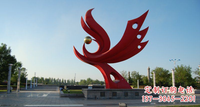 达州公园不锈钢大型抽象凤凰雕塑