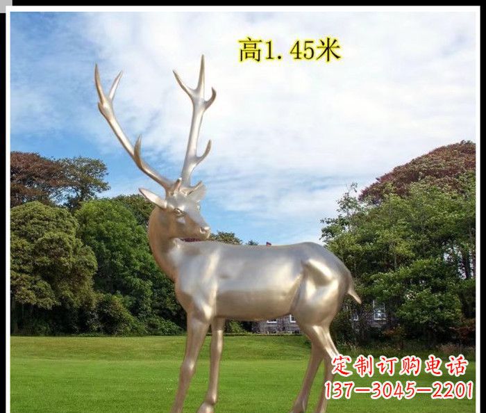 达州高端室外不锈钢巨型动物鹿雕塑
