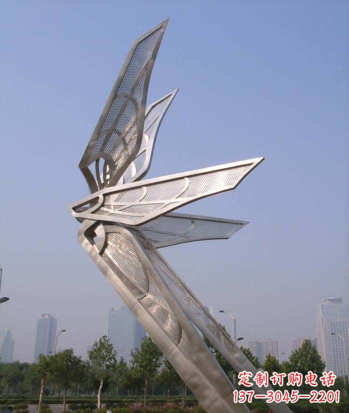 达州大型不锈钢蝴蝶翅膀雕塑