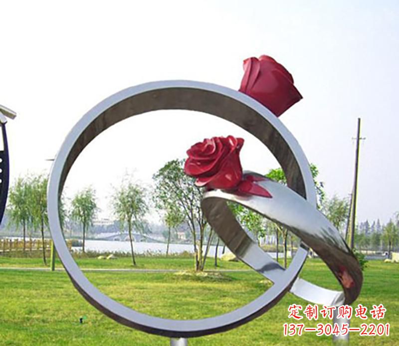达州不锈钢景观婚戒雕塑