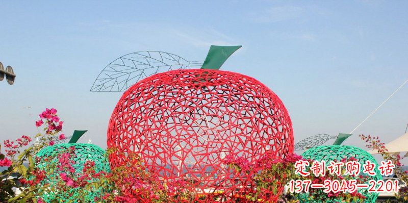 达州高品质镂空不锈钢苹果雕塑