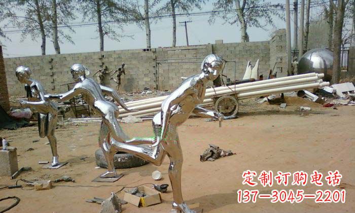 达州精致美丽的不锈钢跑步女孩雕塑